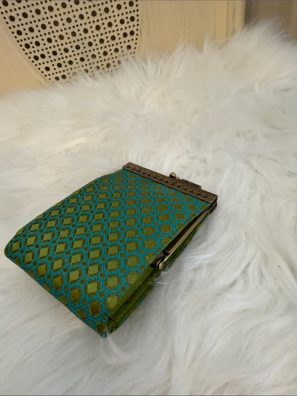 Green & Teal Patterned Women's Clutch small Wallet